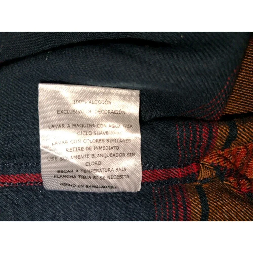 Levi’s Plaid Flannel Shirt Mens L Red Black Orange Button Up Long Sleeve Western